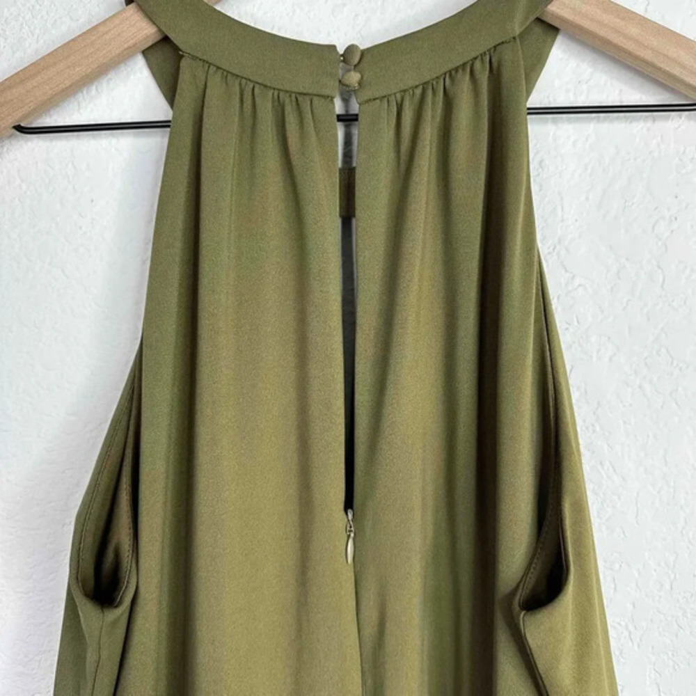 Boston Proper‎ Jumpsuit Women's Size 14 Green Halter Sleeveless Wide Leg Palazzo - Picture 6 of 10